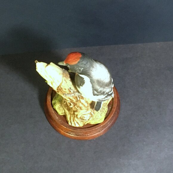 Andrea By Sadek Downy Woodpecker Porcelain with Removable Wooden Base  #9386 - Picture 10 of 14